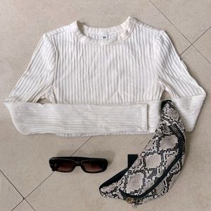 Ivory Ribbed Long Sleeve Top